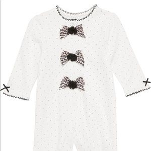 Little Me leopard bows footie